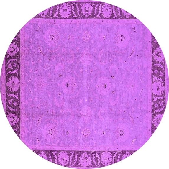 Ahgly Company Indoor Round Oriental Purple Industrial Area Rugs, 7' Round