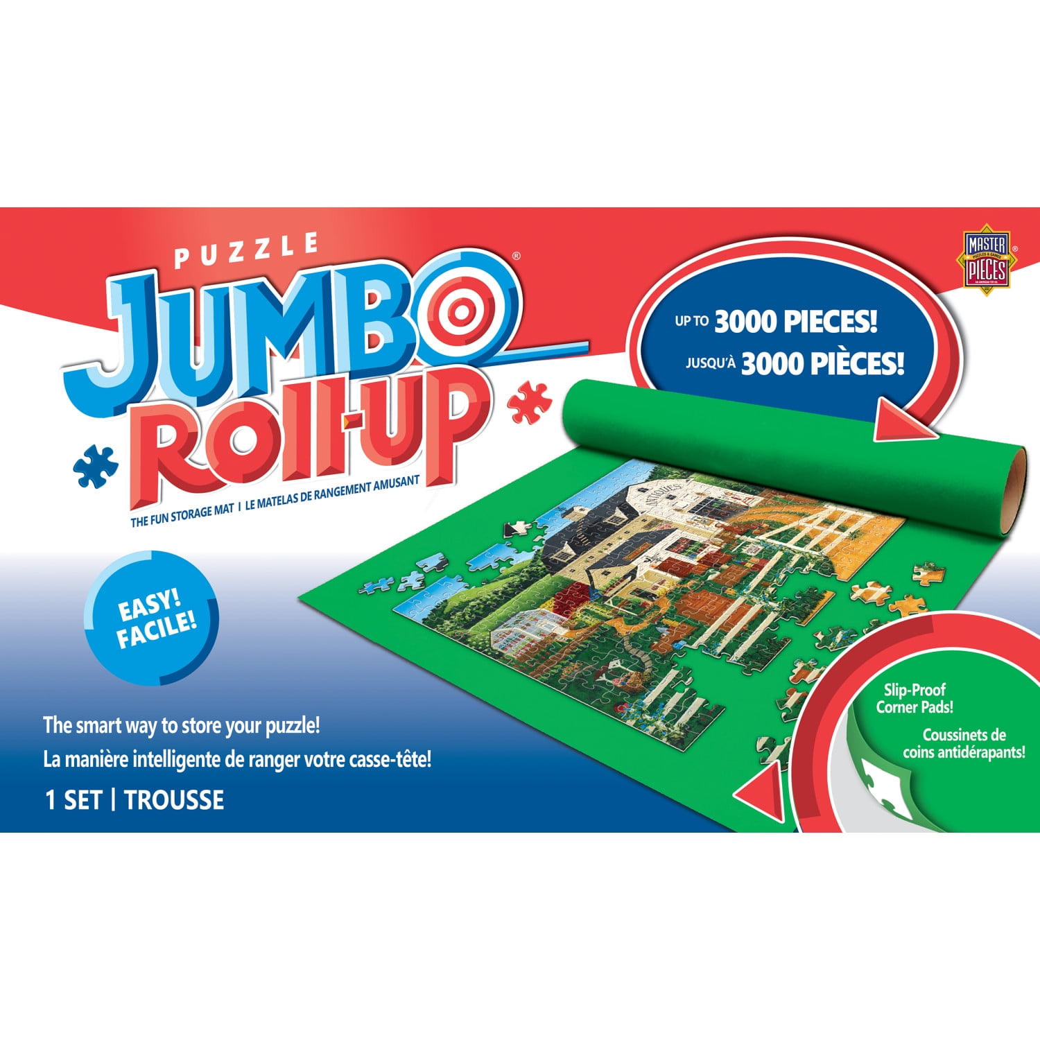 MasterPieces Accessories - Jumbo Jigsaw Puzzle Roll-Up Mat & Box - 48"x36"