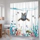 thumbnail image 1 of Shower Curtain 180 x 180 cm Diving Cat Ocean Print Waterproof Bath Curtain Washable Anti Quick Dry Polyester Fabric Bathroom Accessory with 12 Hooks, 1 of 4