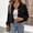 Black, variant on IUYRTFE Women's Cropped Button Down Jacket Long Sleeve Collared Casual Knit Outerwear
