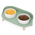 thumbnail image 4 of Elevated Cat Food Bowls, Ceramics Cat Raised Bowls Separate Design Prevent Spill Rounded Bowl Edge Cervical Spine Protection  For Small Dogs For Healthy Eating White,Green, 4 of 8