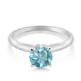 thumbnail image 2 of Gem Stone King 14K White Gold Blue Zircon Solitaire Engagement 4-Prong Ring for Women | 1.20 Cttw | Round 6MM | Gemstone Birthstone (Size 5), 2 of 4