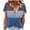 Blue, variant on Womens Tops Womens Short Sleeve Tshirts Color Block Print Short Sleeve Round Neck Snap Button Casual Tee