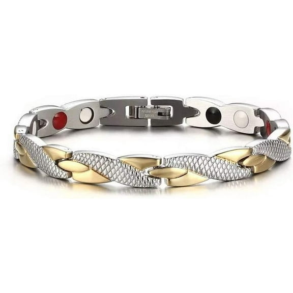 Gold Silver Titanium Steel Magnetic Link Bracelet Men Women