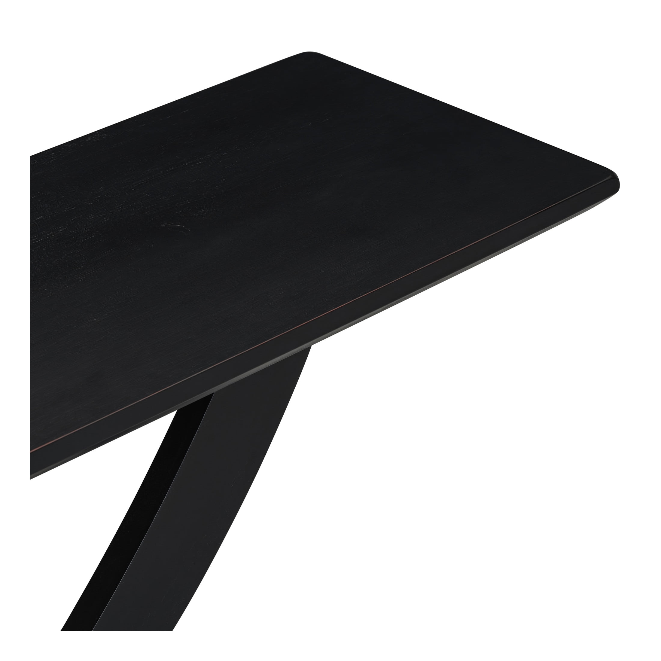 Minimalist 57-Inch Black Side Table with Cross-Leg Design