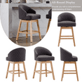thumbnail image 2 of 360 Degree Swivel Bar Stools, Counter Height Barstools, Modern Upholstered Bar Stools with Nailhead Trim Bar Chairs, 27 Inch Kitchen Island Bar Chair, Wood Legs(Charcoal Grey Linen,Set of 4), 2 of 9