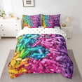 thumbnail image 2 of Building Blocks Full Comforter Set,7 Pieces Rainbow Bricks Comforters Full Bed in a Bag Gradient Watercolor Geometry Brick Bedding Comforter Sets with Comforter,Sheets,Shams & Pillowcases, 2 of 5