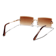 thumbnail image 2 of LAUREN Rimless Vintage Fashion Diamond Edge Classic Designer UV400 Retangular Mens Womens Sunglasses, 2 of 3