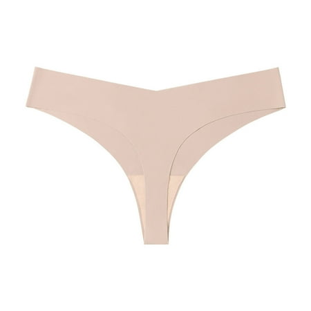 BSDJILFG Seamless Thong Underwear for Women Sexy Low Cut Ice Silk Comfortable Solid Color Panties Clearance