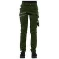 thumbnail image 2 of Aoochasliy Women's Petite Plus Relaxed Fit Solid Color Pants, Green, 2 of 5