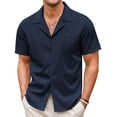 thumbnail image 3 of COOFANDY Men Linen Shirts Casual Button Up Short Sleeve Shirts Wedding Beach Shirts, 3 of 10