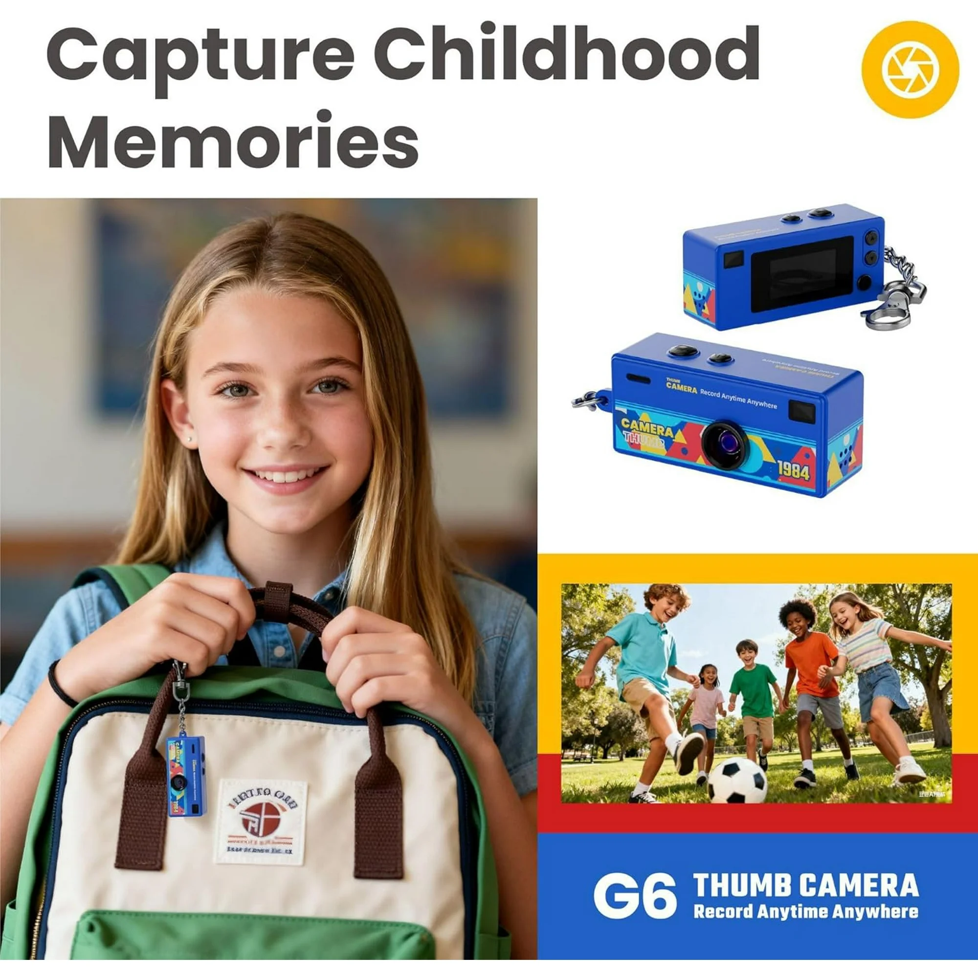 1984 Retro Mini Thumb Camera Keychain, Nostalgic Pocket-Sized Camera Accessory, Portable Vintage Keychain Cam(white)-No Memory Card Included