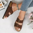 thumbnail image 4 of Women's Faux Suede Double Buckle Sandals, Cork Footbed, 4 of 6