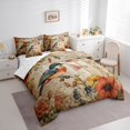 thumbnail image 3 of jejeloiu Country Bird Flower Bedding Comforter Set 7pcs,Rustic Farmhouse Queen Bedding Sets,Orange Beige Queen Sheet Sets For Child,Luxury Bedroom Decor Reversible, 3 of 8