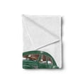 thumbnail image 2 of Manly Soft Flannel Fleece Throw Blanket, Antique Automotive Old Model Nostalgia Historic Retro Car Illustration, Cozy Plush for Indoor and Outdoor Use, 50" x 60", Forest Green White, by Ambesonne, 2 of 5