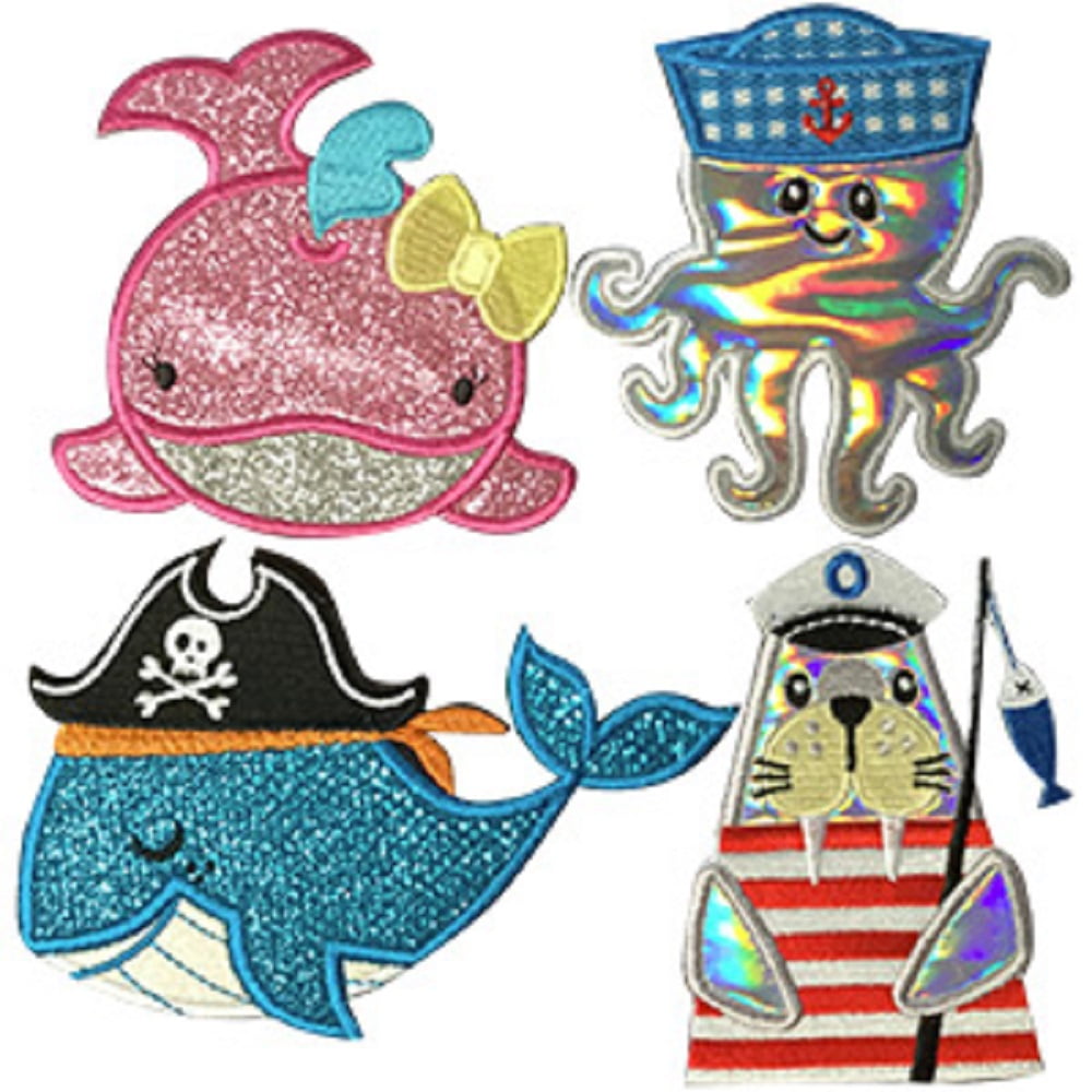2pc/set Fish Embroidered patches Fashion Sea patch Iron on patches 