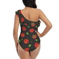 thumbnail image 6 of Yiaed Tomatoes1 Print Women One Piece Swimsuits Tummy Control One Shoulder Bathing Suits Pattern Ruffle Swimwear-Large, 6 of 8