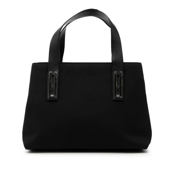Pre-Owned Salvatore Ferragamo handbag tote bag AQ-21 9650 black nylon and leather for women.