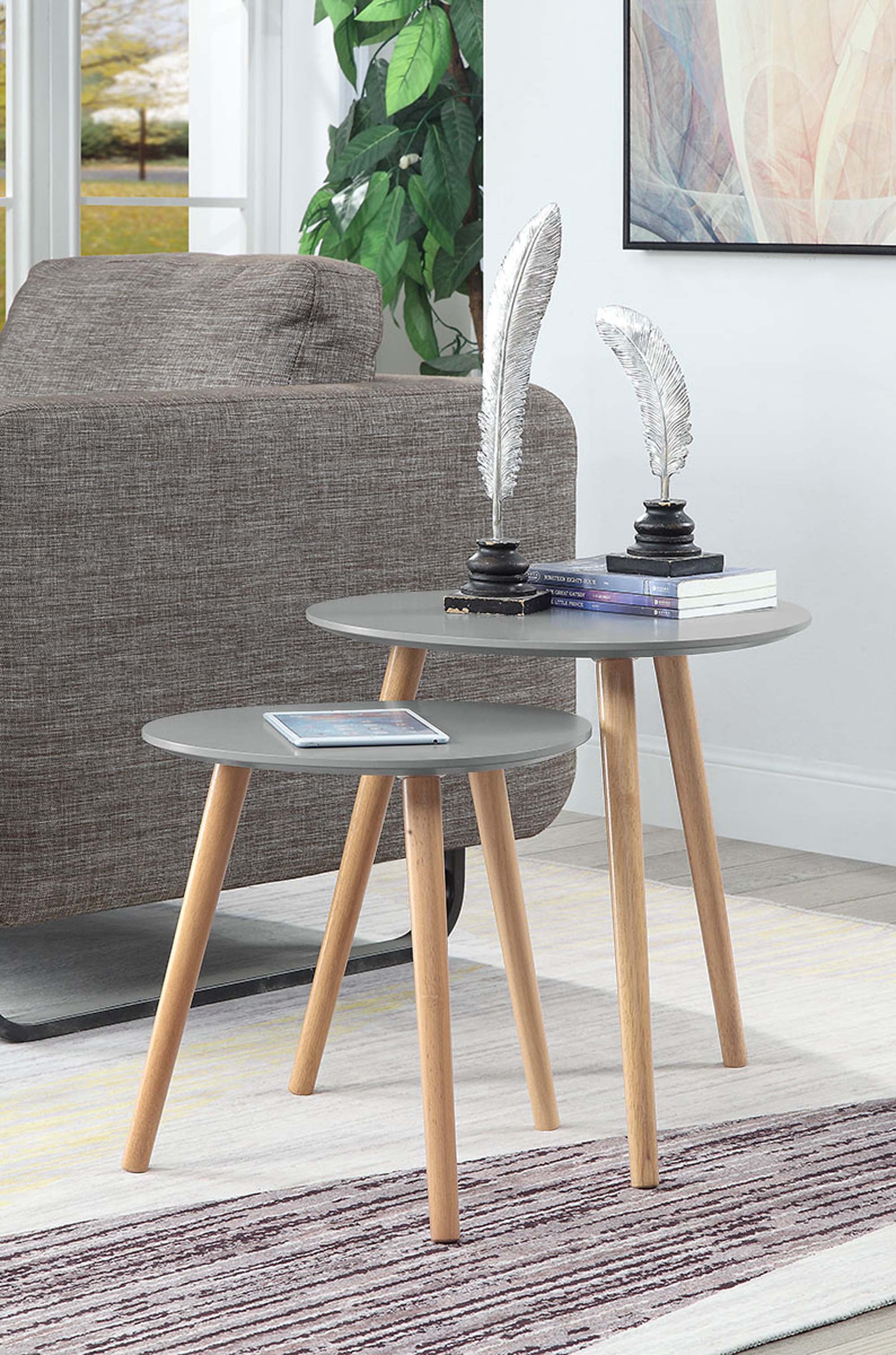Oslo Nesting End Tables, Gray and Light Oak - Walmart.com