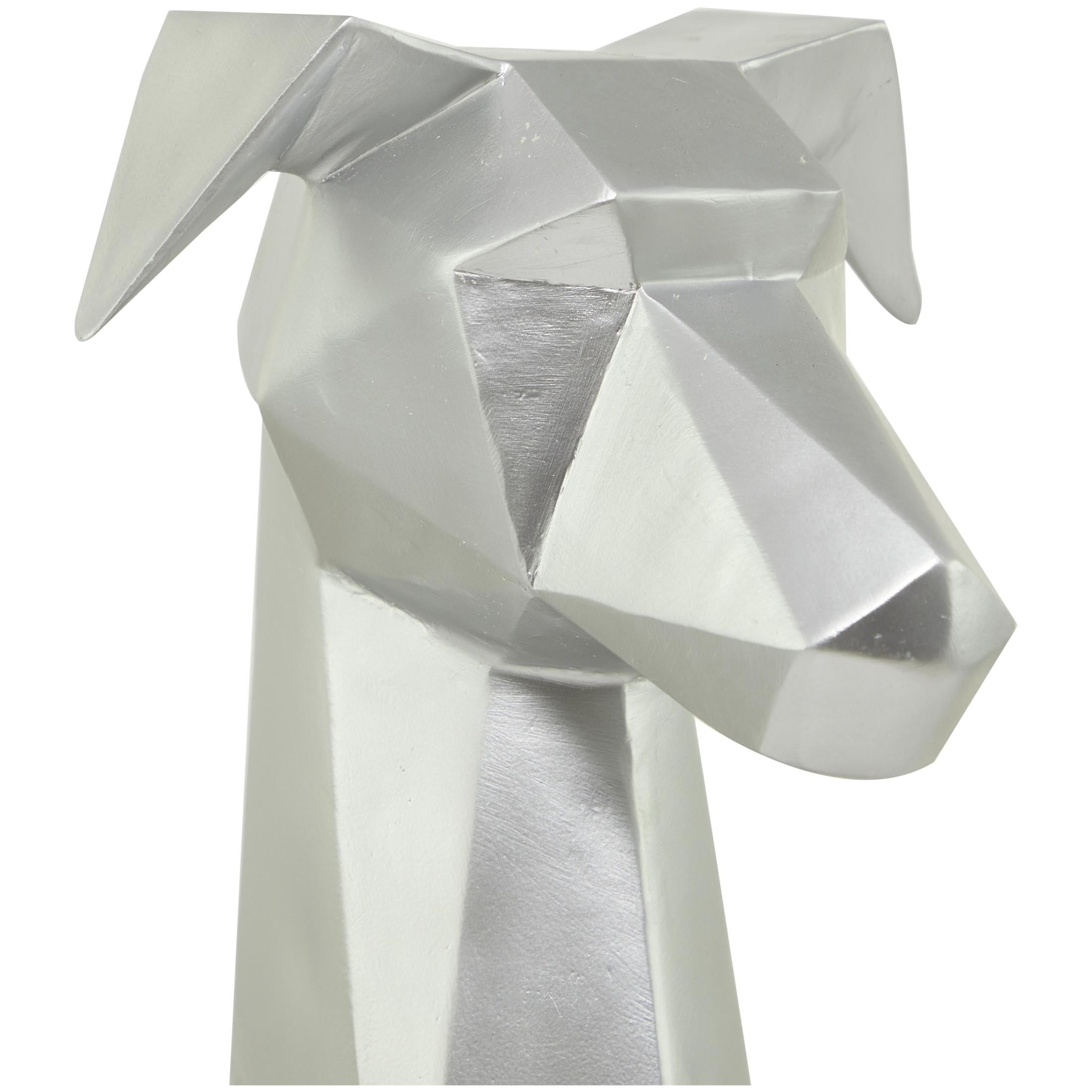 9" x 30" Silver Polyresin Cubist Dog Sculpture, by DecMode
