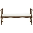 thumbnail image 6 of DecMode Fabric Arm Bench with Brown Traditional Wood Turned Legs, Cream, 6 of 9