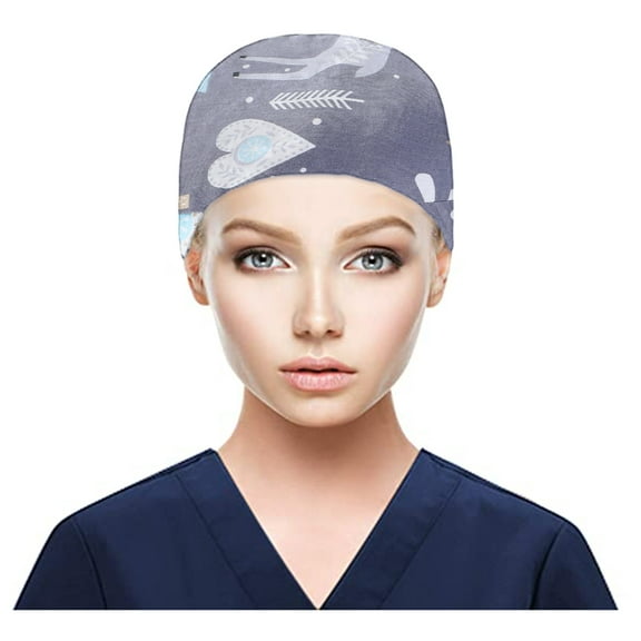 yunLXY Muslim Hat B Scrub Cap with Buttons Bouffant Hat with Sweatband forWomensnd Mens