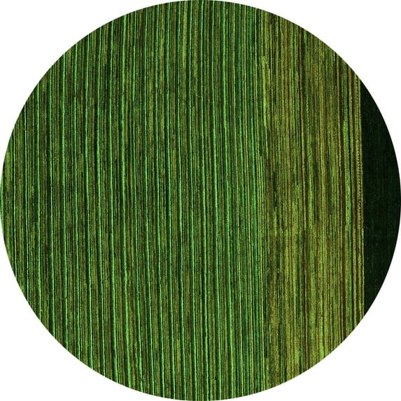 Ahgly Company Indoor Round Abstract Green Modern Area Rugs, 8' Round