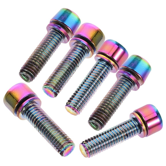 WASHWEPE Bike Stem Bolts 6Pcs Titanium Steel for Mountain Biking Secure Fastening