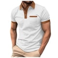 thumbnail image 3 of Playeras Negras Para Hombre Algodon Camiseta De Manga Corta Con Botones Y Bolsillo En El Pecho Con Bloques De Color Para Hombre, 3 of 5