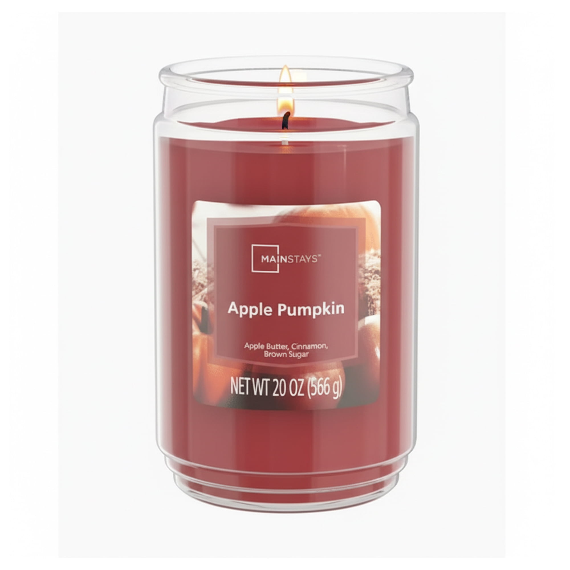 (4 pack) Mainstays Apple Pumpkin Single-Wick Scented Glass Jar Candle, 20 oz