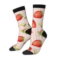 thumbnail image 1 of Wukai Strawberries Print Contrast Color Mid-tube Socks, 3D Printing Design Adult Socks, High Elastic Breathable Sports Socks, Suitable for Daily,Unisex, 1 of 6
