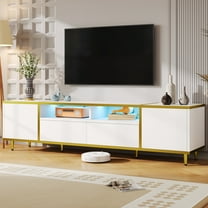 70.9" Modern TV Stand for TVs up to 80 Inches, Entertainment Center with 2 Shelves and LED Lights, TV Storage Cabinet with 2 Drawers, 2 Cabinets and Metal Legs for Living room
