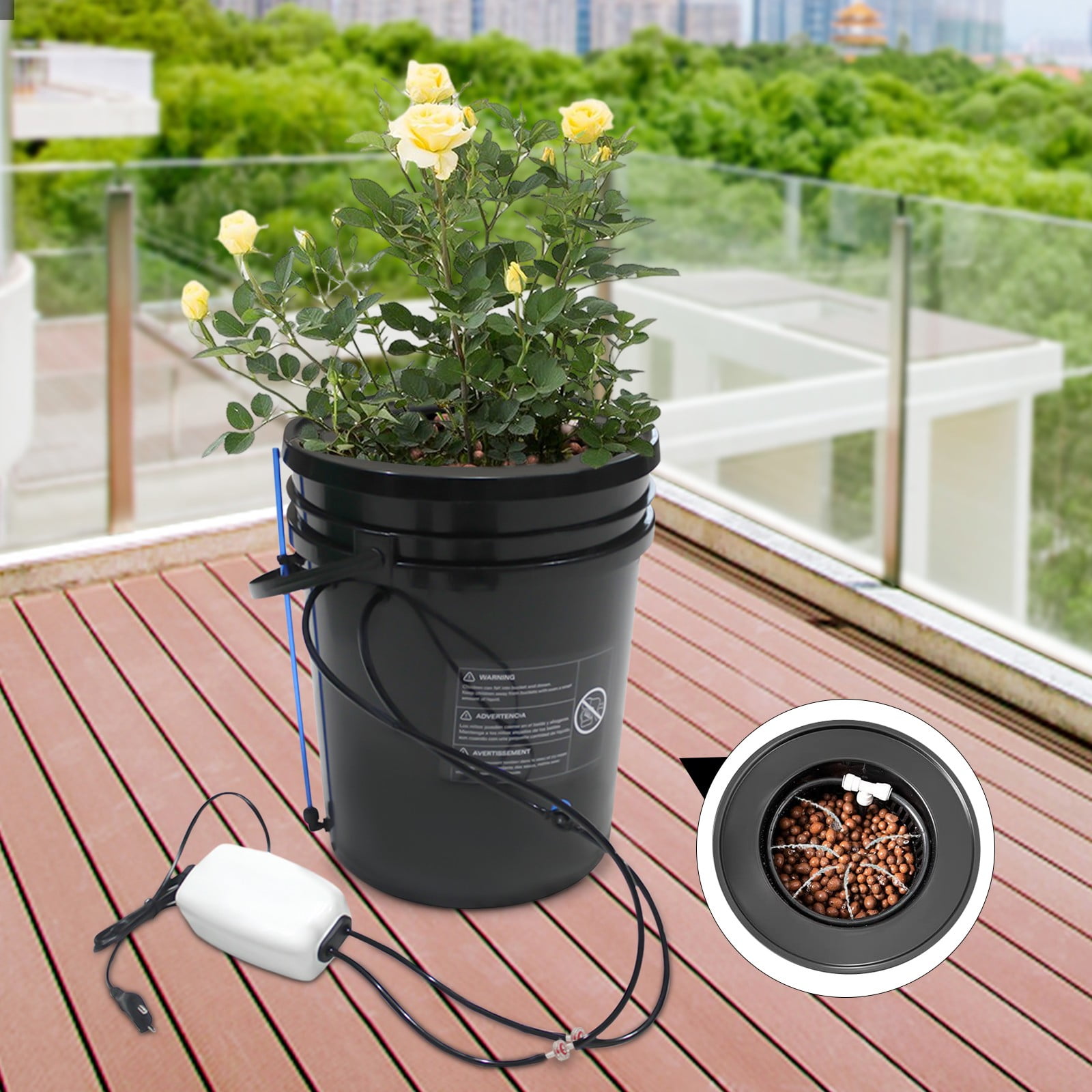 8W 110V Cylindrical Deep Water Culture Recirculating Drip Garden System for Planting Tents Gardens Balconies Offices