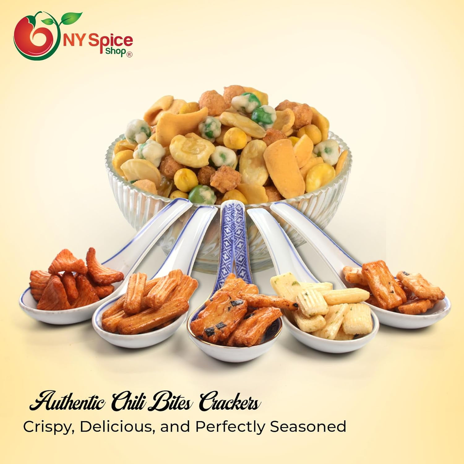 NY SPICE SHOP Chili Bits Rice Crackers - 3 Pound - Rice Snacks - Rice Sack - Oriental Snack Mix Nuts