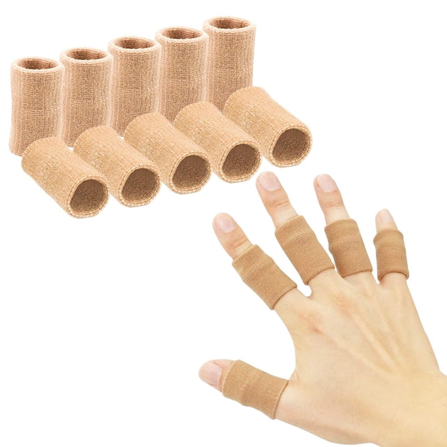 10 Pack Finger Sleeves , Thumb Splint Brace for Finger Support, Breathable Elastic Finger Tape, Compression Pression Protector for Relieving Pain, Trigger Finger, Compression Aid for Sports