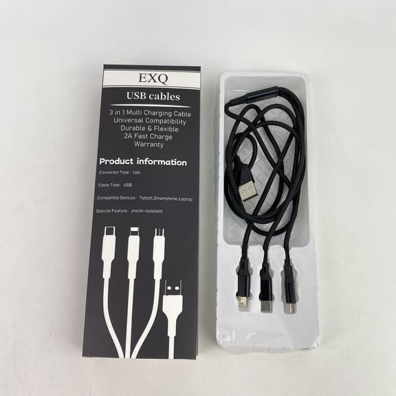 EXQ USB cables, 6FT Multi Charger Cable Universal 3 in 1 Multiple USB Cable Fast Charging Cord with Type C, Micro USB Port Connectors Compatible with Most Cell Phones Tablets