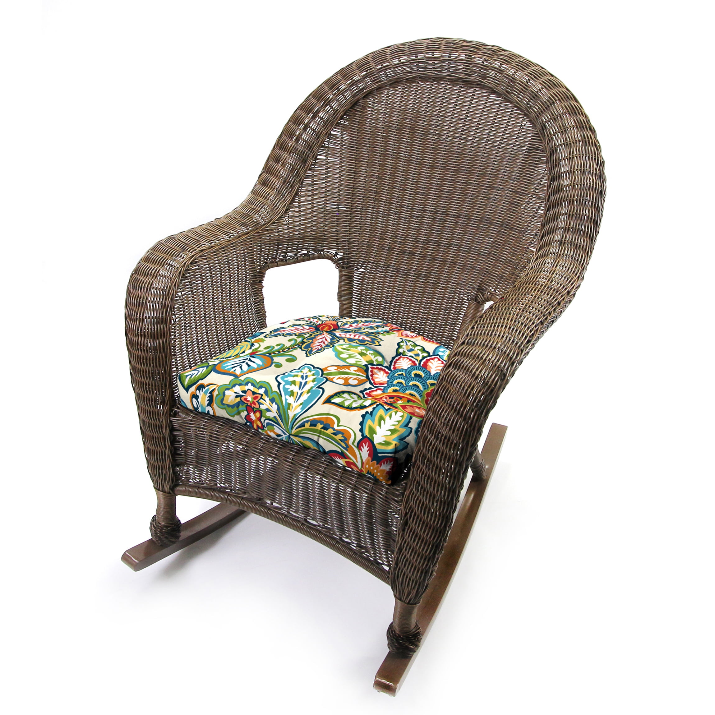 Jordan Manufacturing 19" x 19" Copeland Fiesta Multicolor Floral Square Tufted Outdoor Wicker Seat Cushions (2 Pack)