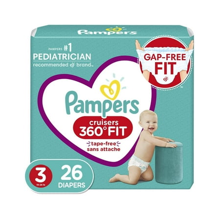 Pampers Cruisers 360 Diapers Size 3, 26Count (Pack of 2)