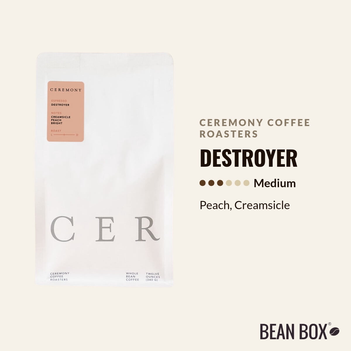 Destroyer - Roasted by Ceremony Coffee Roasters - Whole Bean Coffee - 12oz Bag