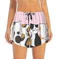 Adobk Cute Cats Print Women's Workout Shorts for Athletic Gym Running