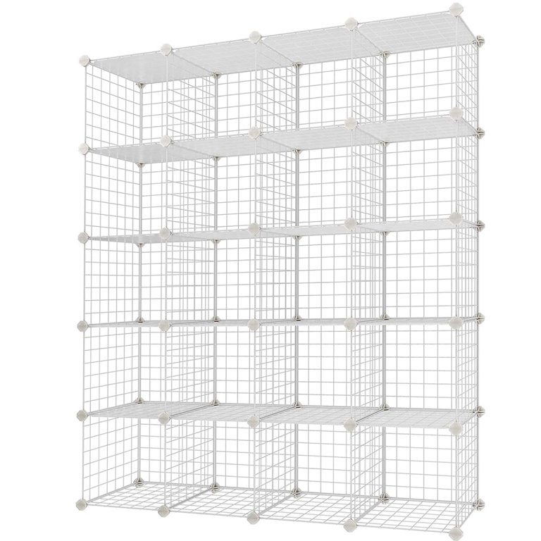 Private Jungle Plastic Closet Organizer with Doors, 20-Cube DIY Storage  Cubes Organizer, Modular Storage Cabinet Book Shelf Shelving for Bedroom