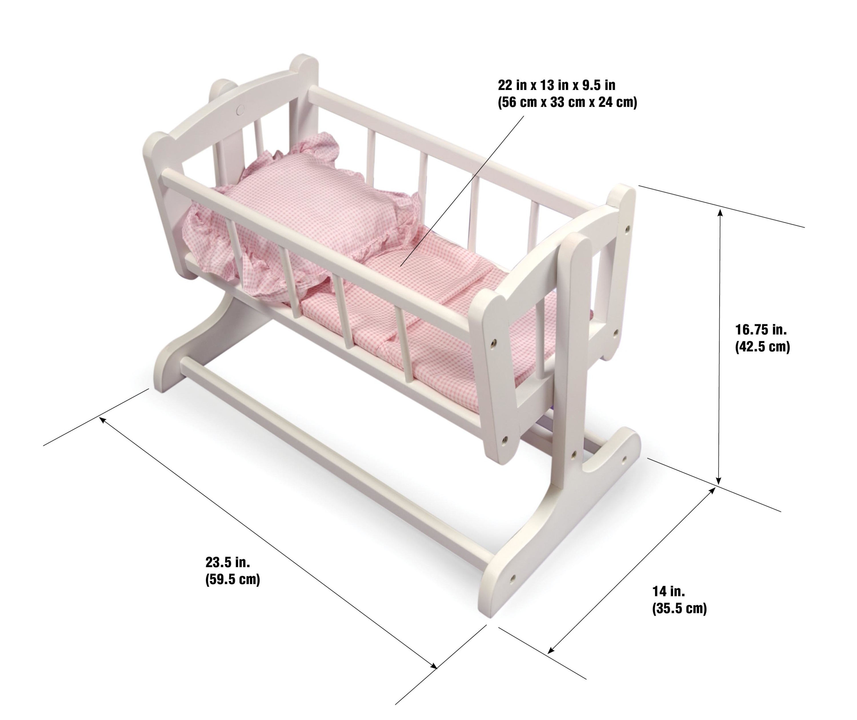 Badger Basket Heirloom Style Doll Cradle with Bedding - White/Pink - image 4 of 8