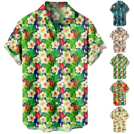 

Summer Casual Polyester Beach Shirts Men s Short Sleeve Shirt Beach Tops