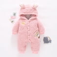 thumbnail image 3 of Frostluinai Cute Baby Girls' Fleece Jumpsuit Baby Boy Snowsuit New Born Baby Winter Coat Toddler Lined Onesie Pajamas Warm Hooded Romper Pram for Infant, 3 of 4