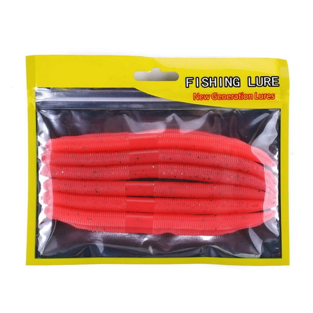 serony 6pcs/set 14cm Earthworm Fishing Soft Lure Arrificial Worm Plastic Freshwater Fish Fake Bait