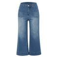 thumbnail image 4 of Women's Fashion Wide Leg High Waist Flared Jeans with Patch Pockets for a Look, 4 of 7