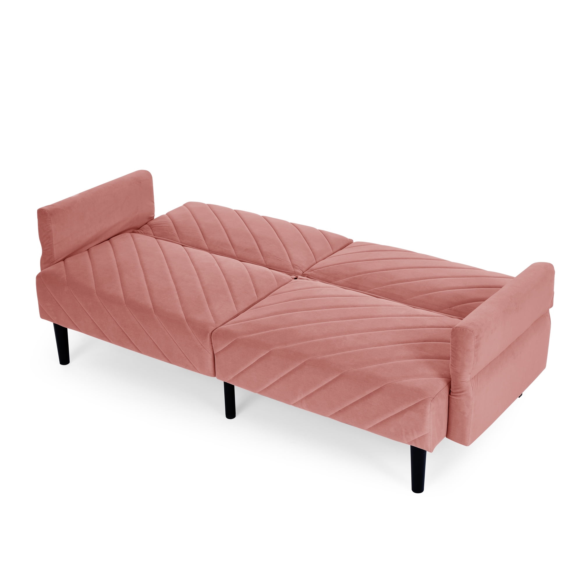 PORKISS 87" Sofa Couch for Living Room, Comfy Velvet Extra Deep Seat Couches with Adjustable Armrests and Backrest, Futon Couch Convertible Folding Sofa Bed, Pink