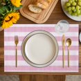 thumbnail image 4 of Pink Striped Placemats Set of 6, Farmhouse Vintage Stripes Placemats for Dining Table, Place Mats for Kitchen Tabletop, Waterproof Wipeable Dining Table Mats Set, 4 of 9