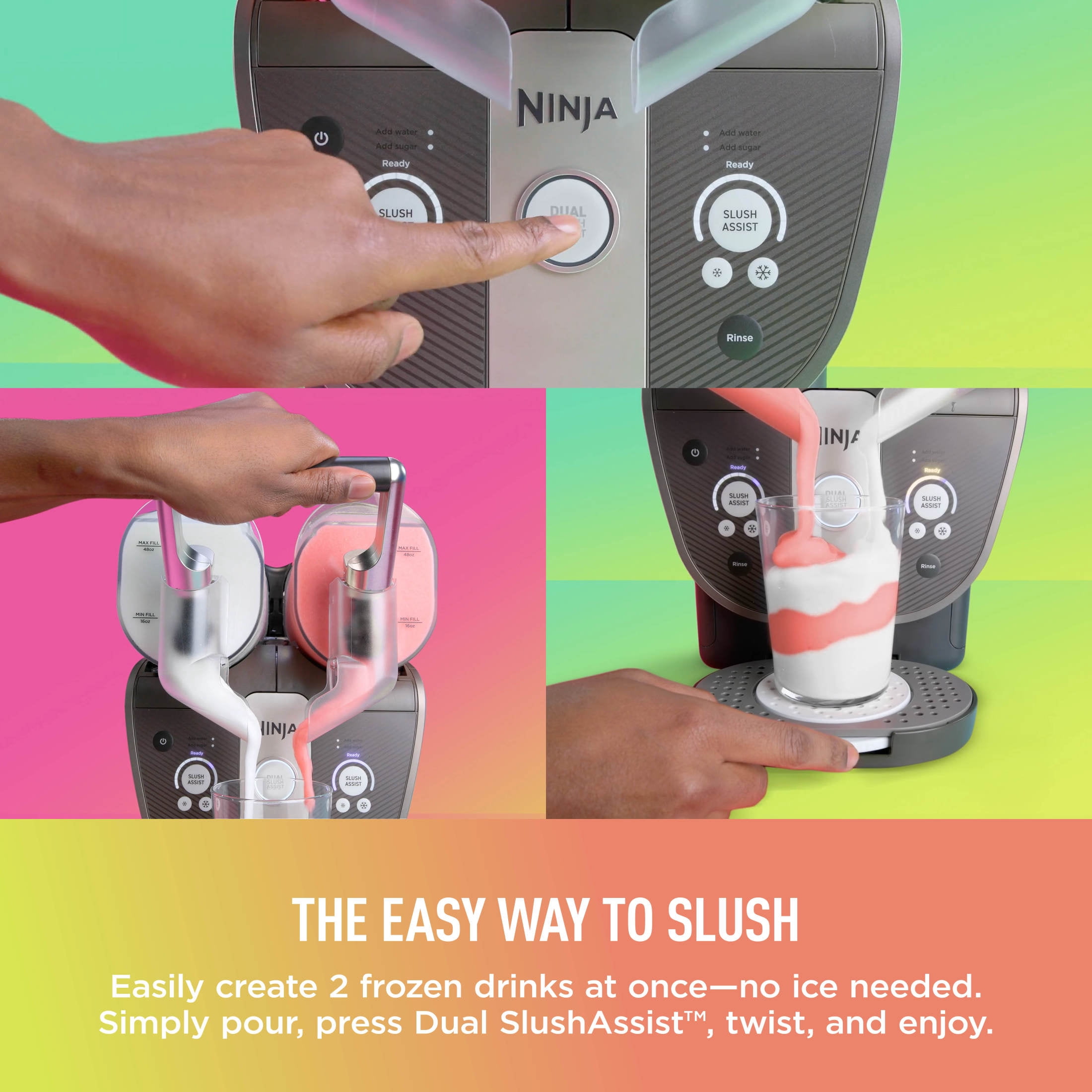 Ninja SLUSHi Twist Frozen Drink Machine, with Dual SlushAssist Technology, 10-Servings at Once, (2) 72-oz Vessels, FS701BL Blue