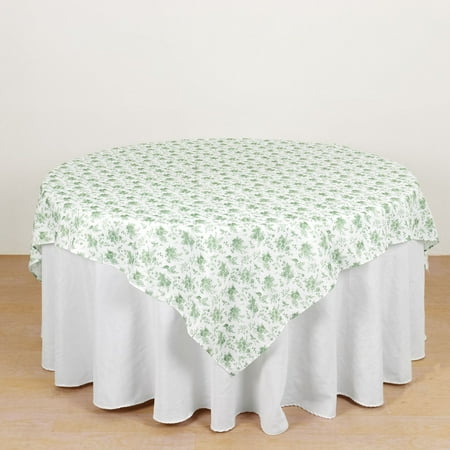 

Dusty Sage Green Floral Polyester Square Table Overlay Wrinkle Free Seamless Table Topper 70